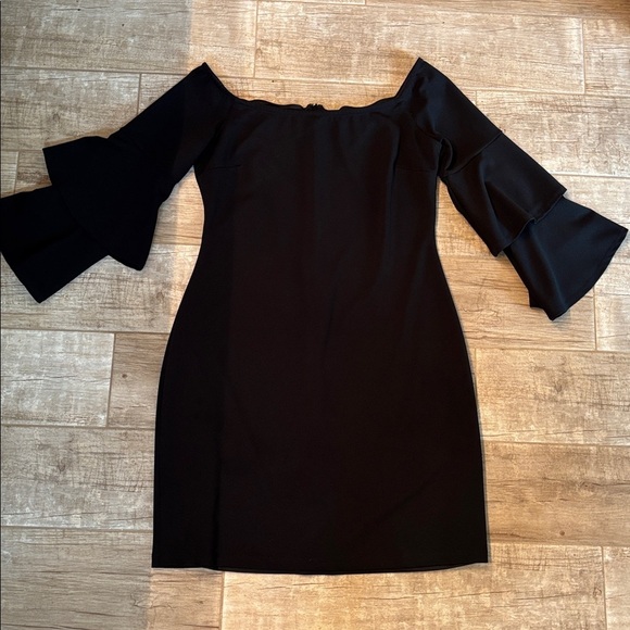 Socialite Black Long Midi Bell Sleeve Dress - Picture 2 of 3